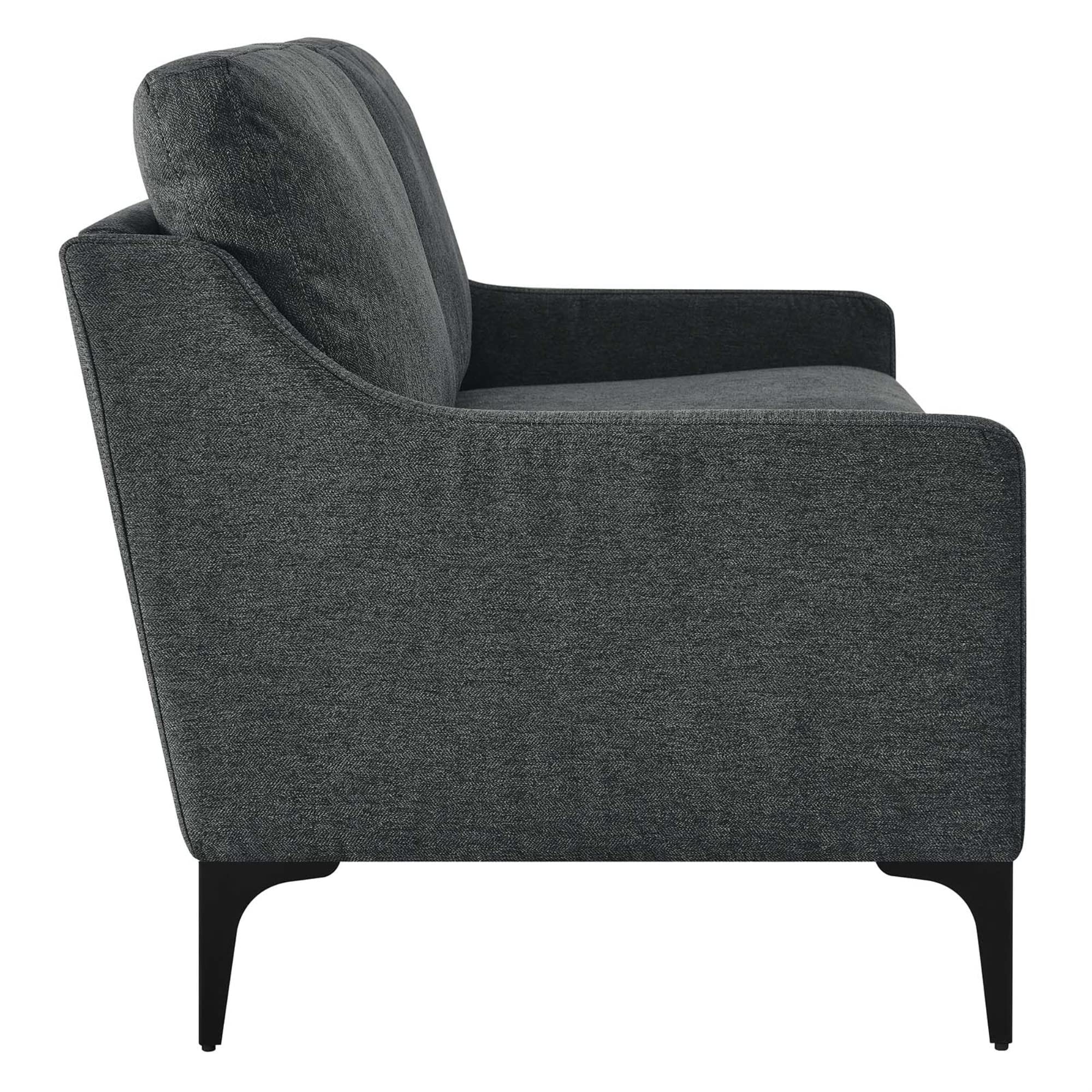 Modway Corland Upholstered Fabric And Metal Loveseat In Charcoal